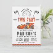 レースカー2nd誕生日パーティー編集可能招待状 招待状 (スタンド正面)