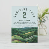 レースカー2nd誕生日招待状 | 男の子の2速 招待状 (スタンド正面)