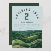 レースカー2nd誕生日招待状 | 男の子の2速 招待状 (正面/裏面)