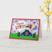 レースカー3イヤーズボーイ誕生日カード カード (黄色い花)