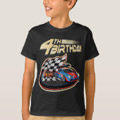 レースカー4歳の誕生日4歳のギフト Tシャツ (正面)