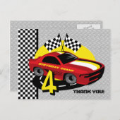 レースカー4th誕生日はがき ポストカード (正面/裏面)