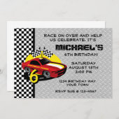 レースカー6thバースデーパーティーへの招待 招待状 (正面/裏面)