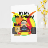 レースカー7誕生日Tシャツとギフト カード (黄色い花)