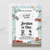 レースカー・エンジン誕生日パーティーの招待状 招待状 (正面)