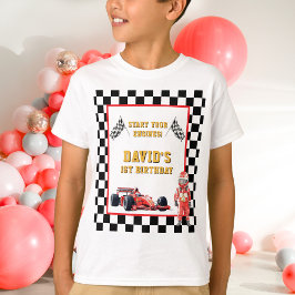 レースカー スタートエンジン 1歳の誕生日 Tシャツ