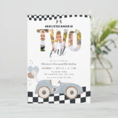 レースカー ツー ファスト セカンド バースデー ご招待 フォト付 招待状 (スタンド正面)