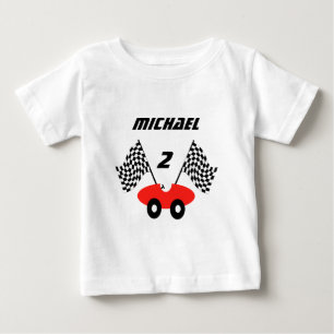 レースカー/パーソナル化可能 ベビーTシャツ