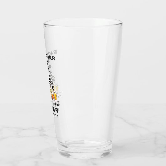 レースカー&ビールフラッグ市松模様にレーシー誕生日 タンブラーグラス (左)