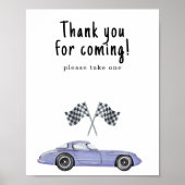 レースカー ベビーシャワー ありがとうございました ポスター (正面)