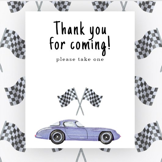 レースカー ベビーシャワー ありがとうございました ポスター