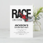 レースカー レッド レース カー バースデー パーティー 招待状 (スタンド正面)