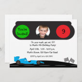 レースカー、交通灯誕生日写真招待状 招待状 (正面/裏面)