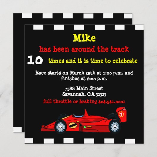 レースカー 招待状 (正面/裏面)