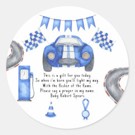 レースカー。祈りの言葉キャンドルラベル ラウンドシール