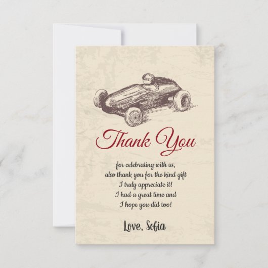 レースカー,誕生日,ベビーシャワー,サンキューカード サンキューカード (正面)