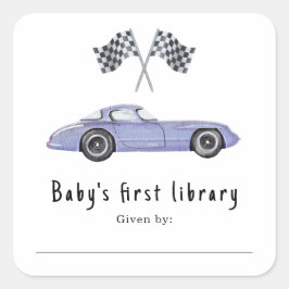 レースカー - 赤ちゃんの最初の図書館 スクエアシール