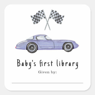 レースカー - 赤ちゃんの最初の図書館 スクエアシール