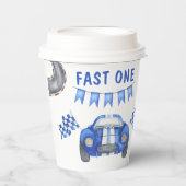レースカー 1歳の誕生日パーティー  紙コップ (正面)