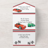 レースカーAny Age誕生日 オールインワン招待状 (外側)