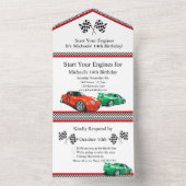 レースカーAny Age誕生日 オールインワン招待状 (内側)