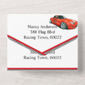 レースカーAny Age誕生日 オールインワン招待状 (裏面)