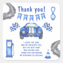 レースカーFirst Birthday Party Thank you スクエアシール