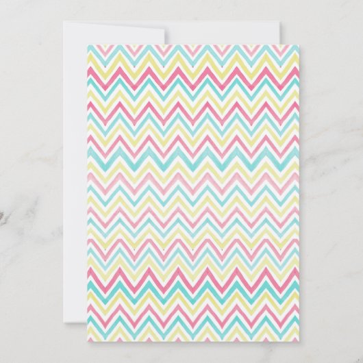 レースガーリーウォーターカラーシェブロンピンクボウスウィート16 招待状 (裏面)