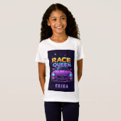 レースクイーン紫色の車ガールズネオンスタイル 👑 Tシャツ (正面フル)