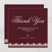 レースクラシックミニマリストブルゴーニュサンキューカード (正面/裏面)