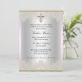 レースクロスかわいらしバプテスマ/《キリスト教》洗礼式や命名式招待状 招待状 (スタンド正面)