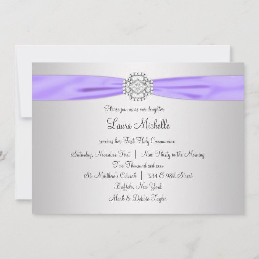 レースクロスガールズパープルファースト聖餐式 招待状 (裏面)