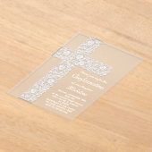 レースクロスデザイン | 確認 アクリル招待状 (レイダウン)