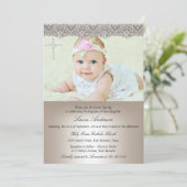 レースクロスバプテスマ《キリスト教》洗礼式や命名式招待状 招待状 (スタンド正面)