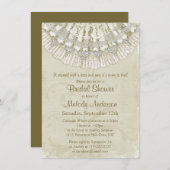 レースクロチェットドイリーヴィンテージアイボリーブライダルシャワー 招待状 (正面/裏面)