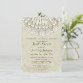 レースクロチェットドイリーヴィンテージアイボリーブライダルシャワー 招待状 (スタンド正面)