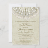 レースクロチェットドイリーヴィンテージアイボリーブライダルシャワー 招待状 (正面)