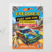 レースクールカー誕生日パーティー 招待状 (正面)