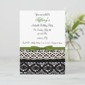 レースグリーンダマスクSweet sixteenパーティの招待状 招待状 (スタンド正面)