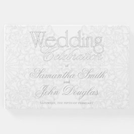 レースグレエレガントー&ホワイトミニマモダンリスト ゲストブック