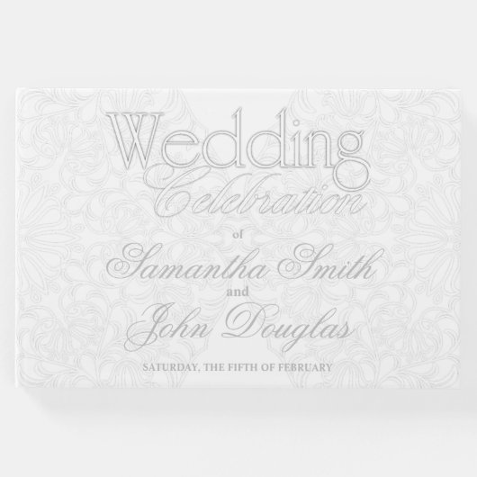 レースグレエレガントー&ホワイトミニマモダンリスト ゲストブック (正面)