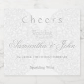 レースグレエレガントー&ホワイトミニマモダンリスト スパークリングワインラベル (シングルラベル)