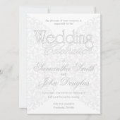 レースグレエレガントー&ホワイトミニマモダンリスト 招待状 (正面)