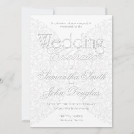 レースグレエレガントー&ホワイトミニマモダンリスト 招待状