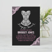 レースコルセットランジェリーシャワーブライダルパーティピンク 招待状 (スタンド正面)