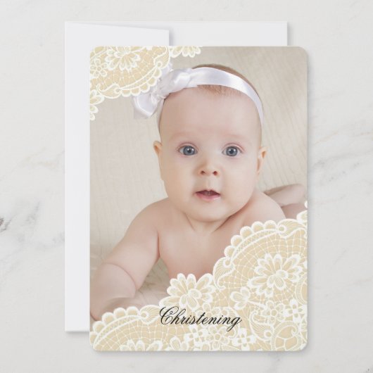 レースコーナー縦型フォト招待状 招待状 (正面)