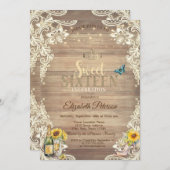 レースサンフラワーズハイヒールウッドスウィート16パーティー 招待状 (正面/裏面)