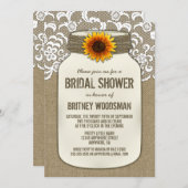 レースサンフラワーメイソンジャーブライダルシャワー招待状 招待状 (正面/裏面)