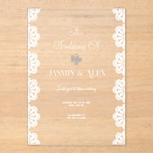 レースシックホワイト結婚式招待状 アクリル招待状 (正面)