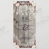 レースジャ素朴ンウッドストリングライト結婚式 プログラム (正面/裏面)